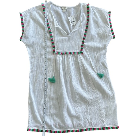 NEW J. CREW FACTORY Fringe beach tunic white & Multi piping & Tassels Size XXS - Picture 7 of 8